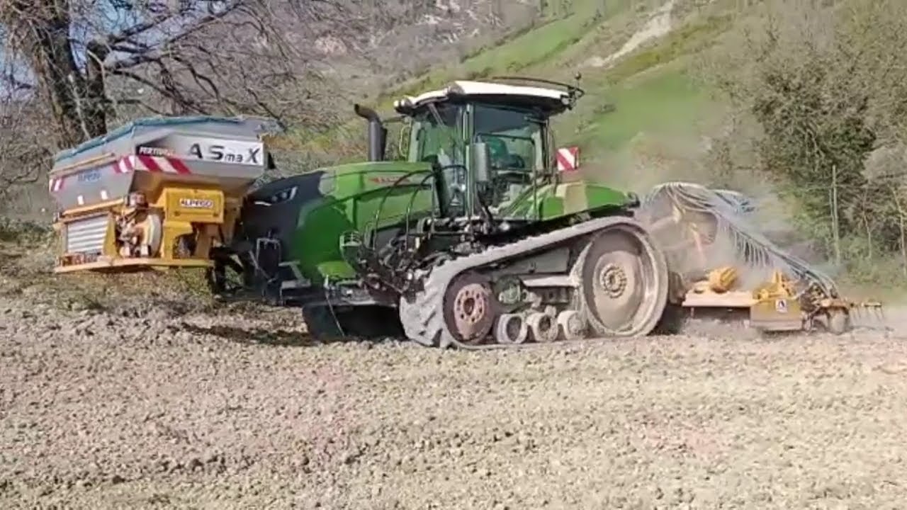 Tractor Fendt 943 MT vario seeding whit Alpego