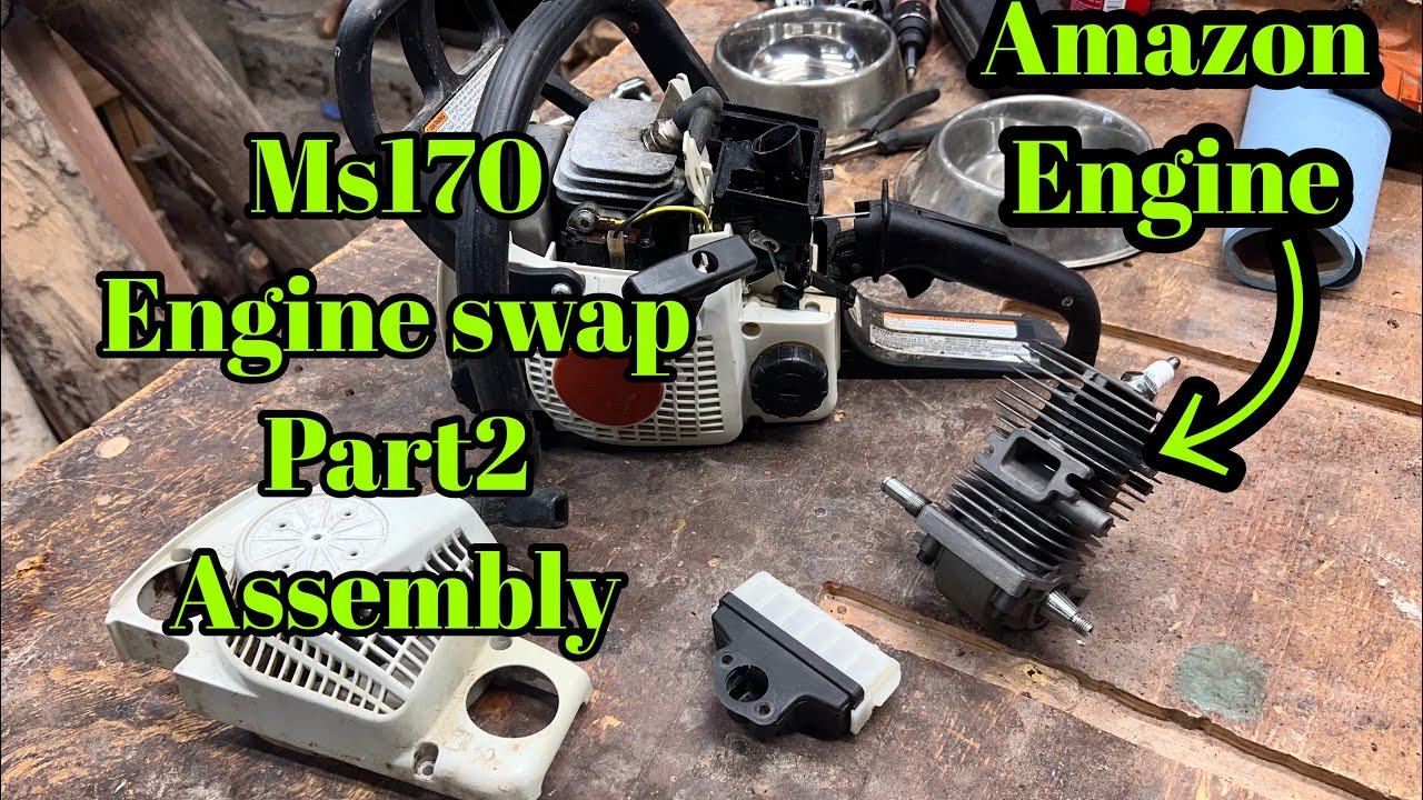 Stihl ms 170 engine swap ! Time to assemble. Will it start ?