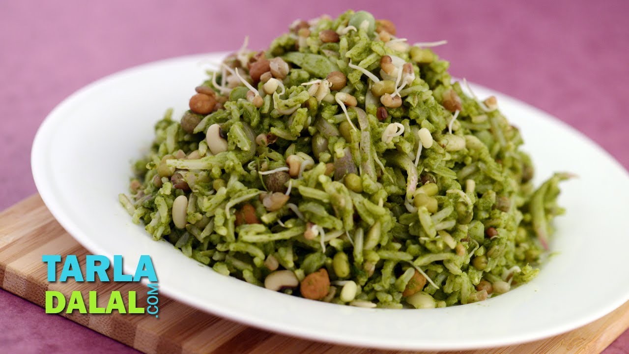 Hariyali Mixed Sprouts Pulao (Diabetic Friendly) by Tarla Dalal
