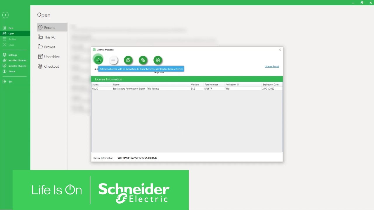 Активируйте лицензию EcoStruxure Automation Expert в версии 21.2 | Служба поддержки Schneider Ele...