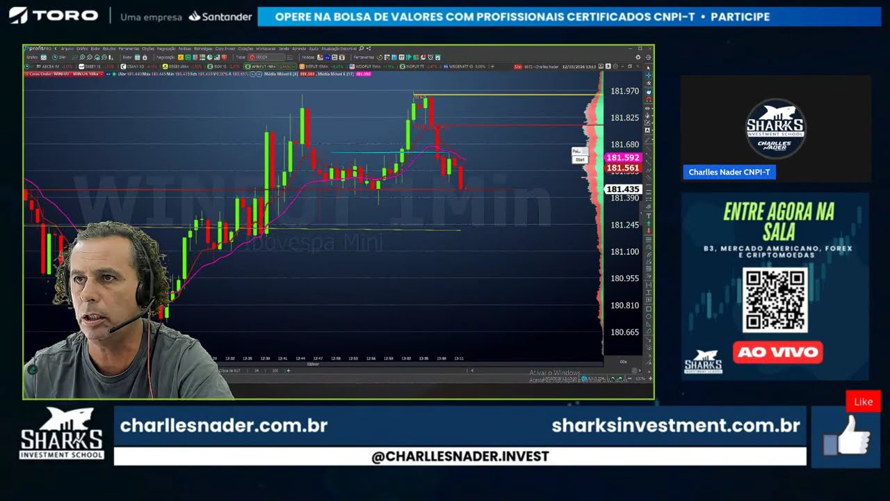 DAY TRADE AO VIVO - Roda de Pregão com Charlles Nader - 12/03/2026