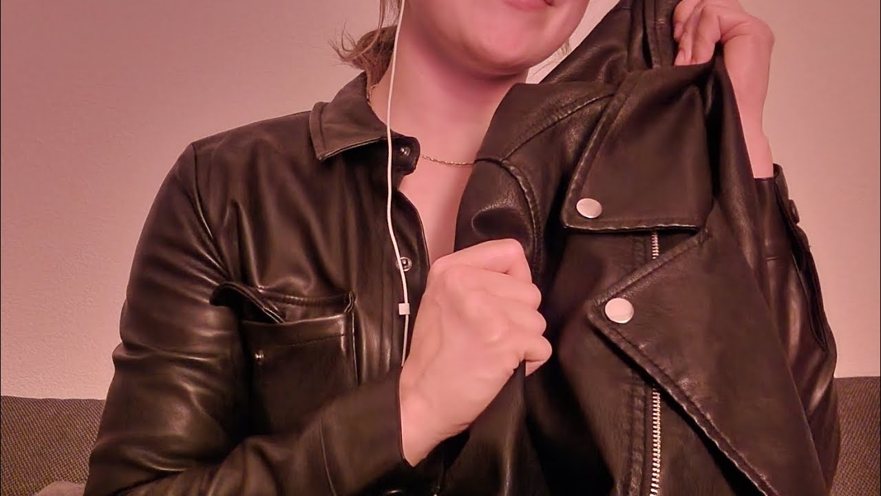 ASMR Leather Jacket Sounds | Relaxing Crinkles, Tapping & Rubs | minimal talking