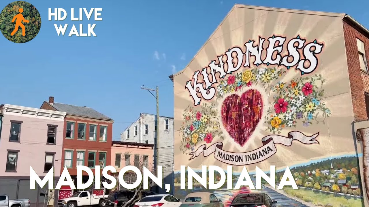 Exploring a Historic Rivertown. Madison, Indiana downtown. Early morning sunrise walk HD