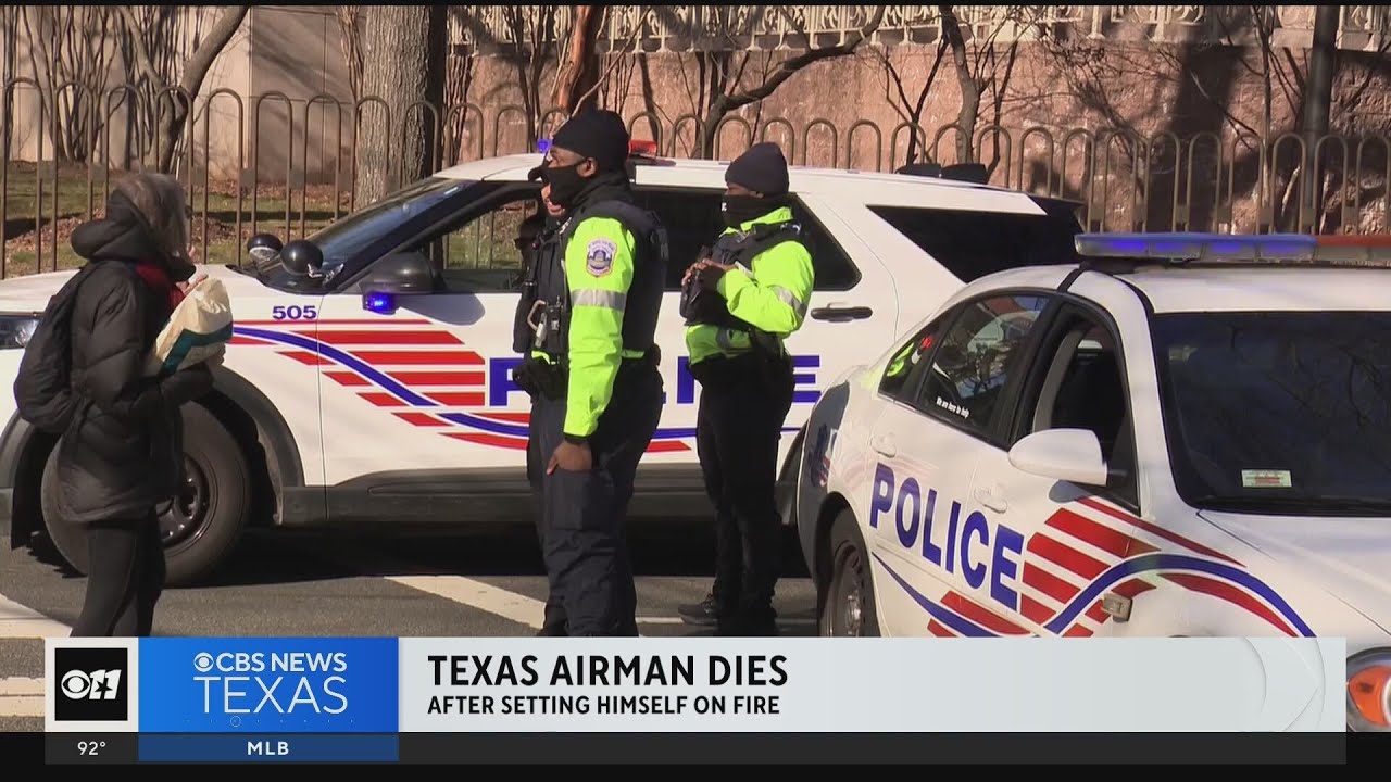 Texas airman dies after setting himself on fire outside Israeli embassy