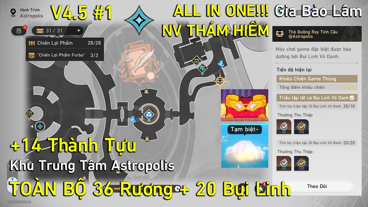 HSR 4.5 | Khu Trung T&acirc;m Astropolis - TO&Agrave;N BỘ 36 Rương, 20 Bụi Linh & 14 Th&agrave;nh Tựu