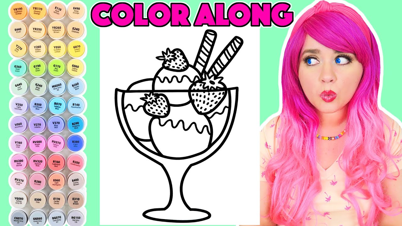 Color an Ice Cream Sundae Along With Me | COLOR ALONG WITH KIMMI