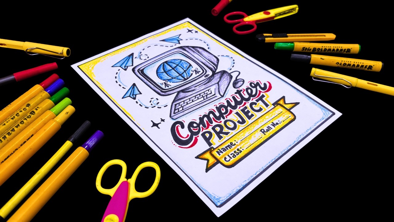 Computer Project Cover Page Decoration Ideas | Computer Project Front Page Design | Title Page Art