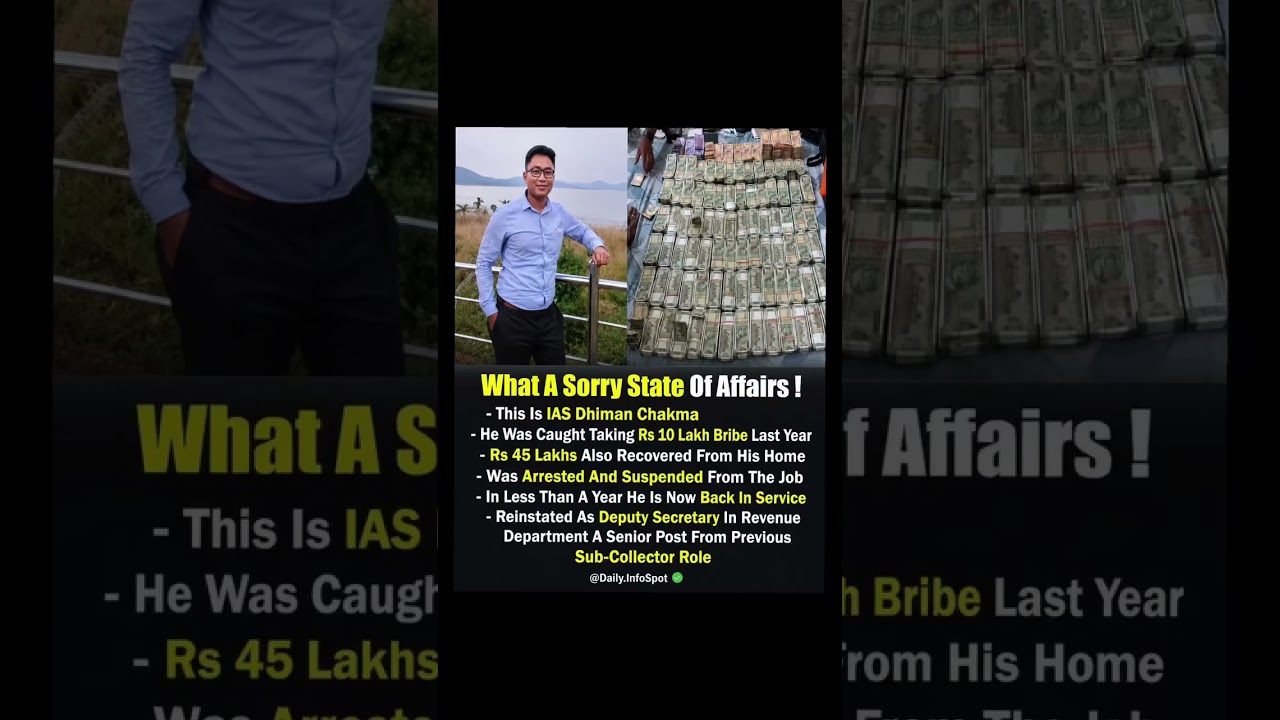 Arrested For Bribery, IAS Officer Reinstated In Revenue Department! 🤯💸🚨|#shortsfeed#corruption#money