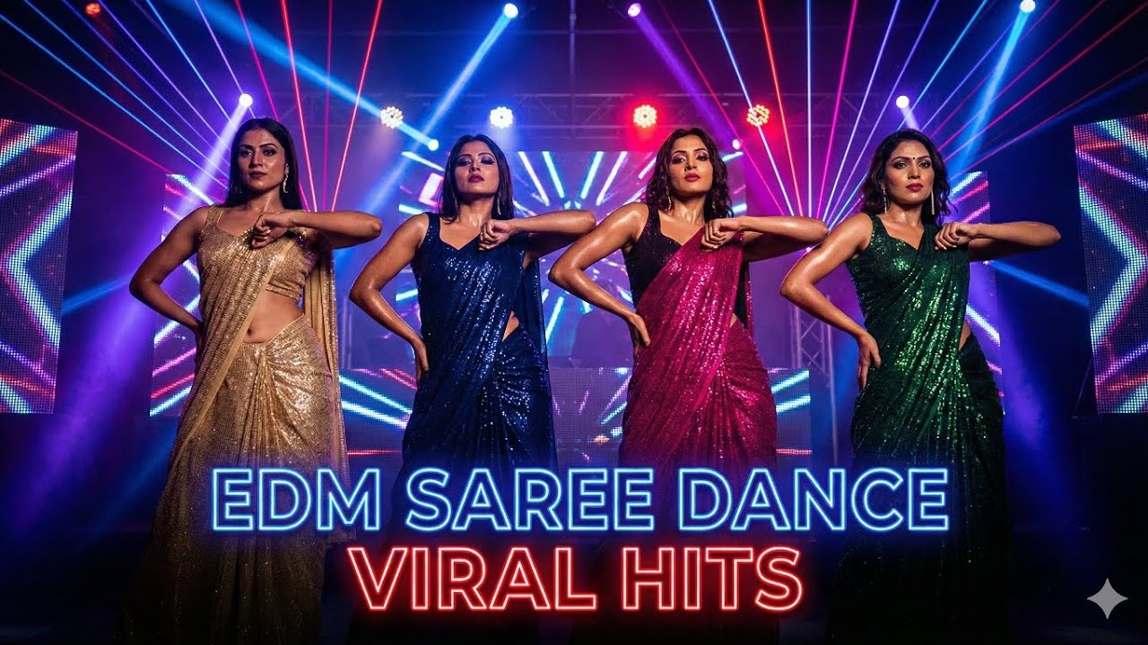 Glitter Saree Dance on EDM Floor 💃 Neon Club Energy