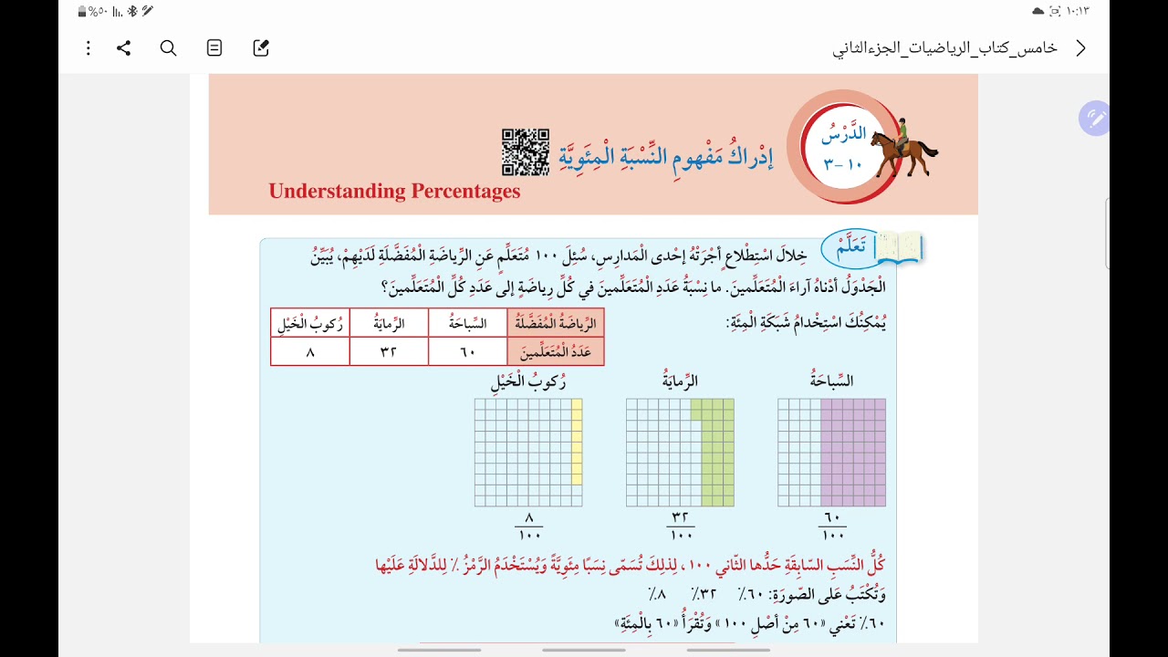 إدراك مفهوم النسبة المؤية