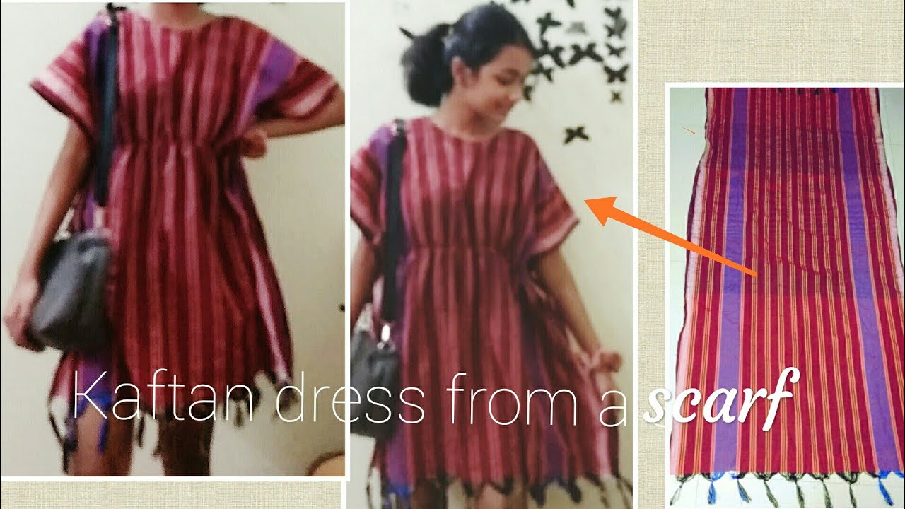 Kaftan dress from a scarf// #refashion #thriftflip