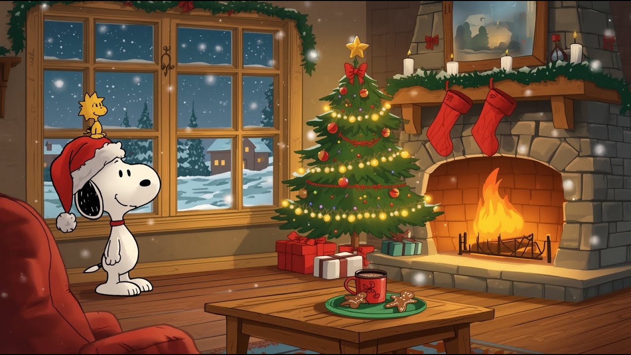 Warm Winter Evening with Snoopy 🎶🔥 | Lofi Beats & Cozy Fireplace