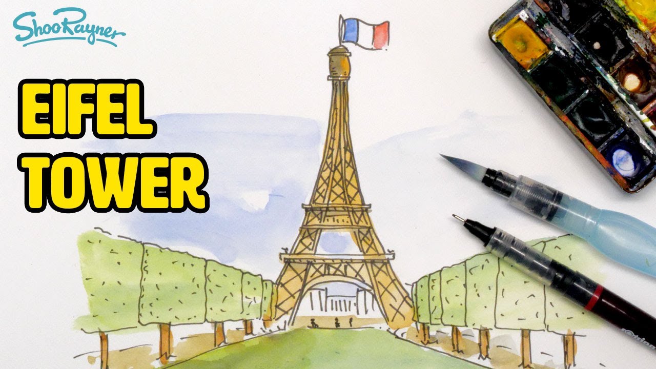How to draw the Eiffel Tower in a loose, sketchy, illustration style