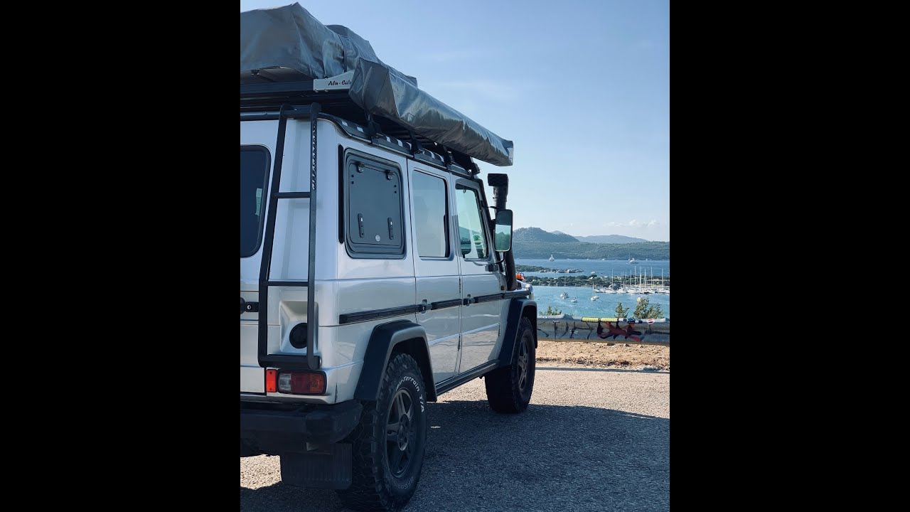 Mercedes G-Klasse Offroad-Camper: DIY Gullwing_Fenster Einbau von Explore Glazing, rear window inst.