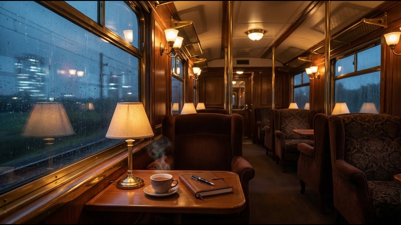 🚆 Cozy Vintage Train Jazz Lounge | Rainy Midnight Train Ambience
🌙 Vintage Train Car Lounge | Rain