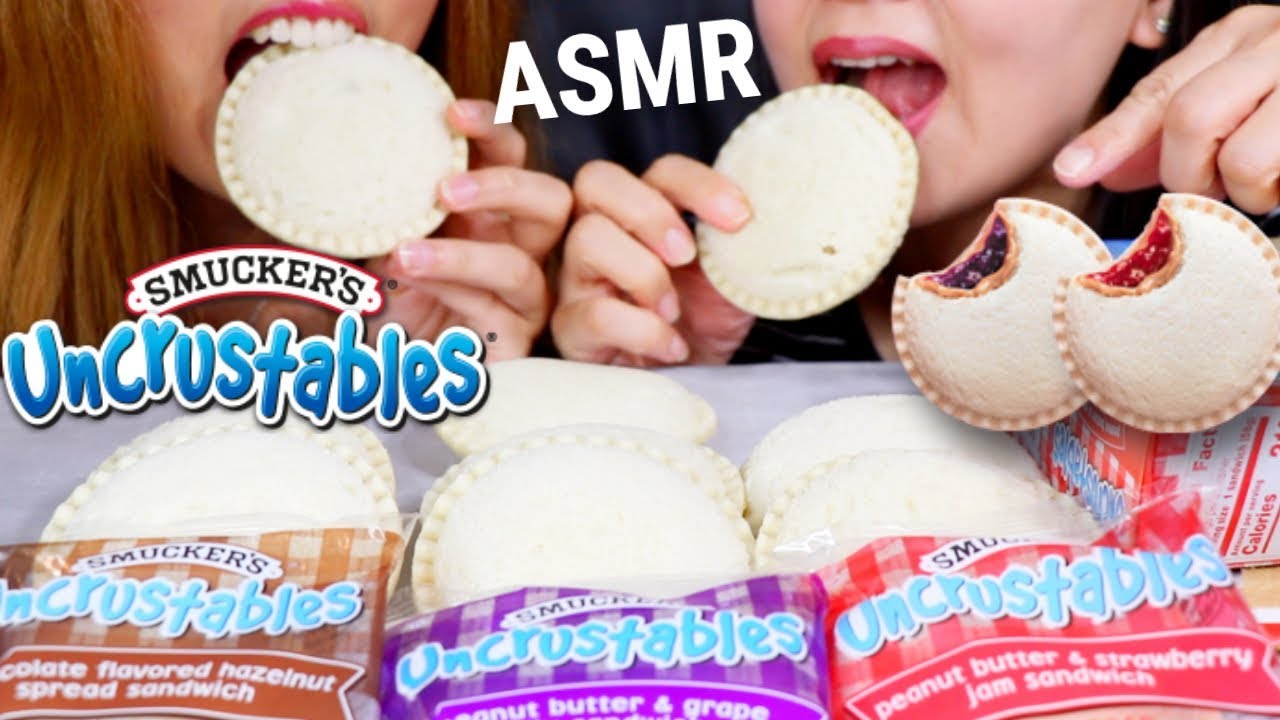 ASMR CHOCOLATE HAZELNUT & PEANUT BUTTER AND JELLY UNCRUSTABLES | EATING SOUNDS | MUKBANG