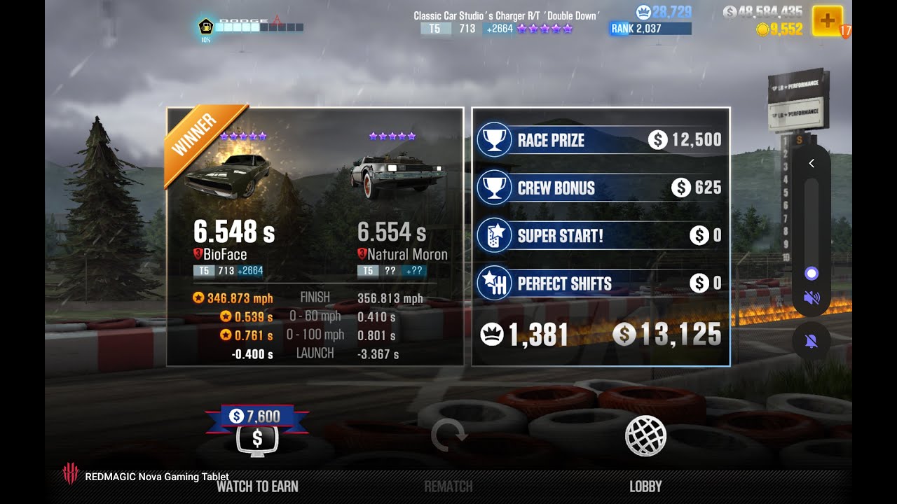 【CSR2】Dodge Classic Car Studio's Charger R/T 'Double Down' (Purple Star) for 6.548 (Manual Launch)