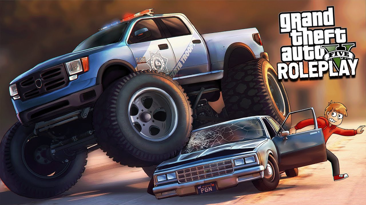 PULLING PEOPLE OVER IN A POLICE MONSTER TRUCK - GTA RP