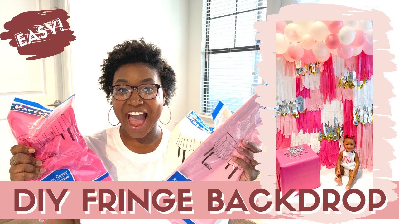 DIY WITH ME | easy + cheap fringe tablecloth backdrop!!