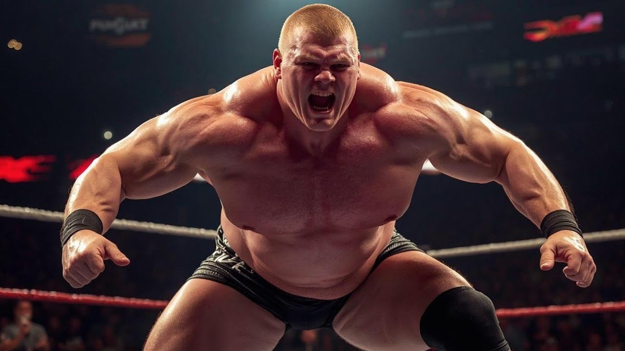 Brock Lesnar won with Goldberg by submission 