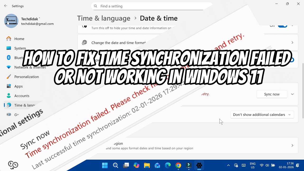 How to Fix Time Synchronization Failed or Not Working in Windows 11