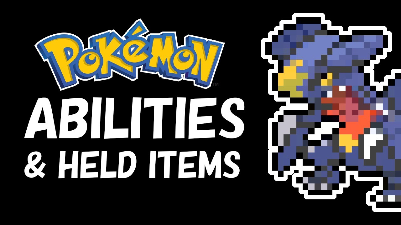 Объяснение способностей покемонов и предметов, которые они держат в руках.