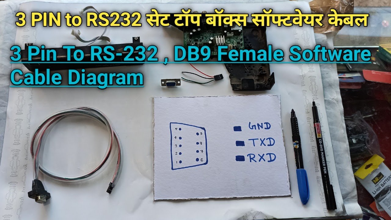 3 पिन सॉफ्टवेयर केबल । How To make 3 Pin To RS-232 Female Software Cable Diagram