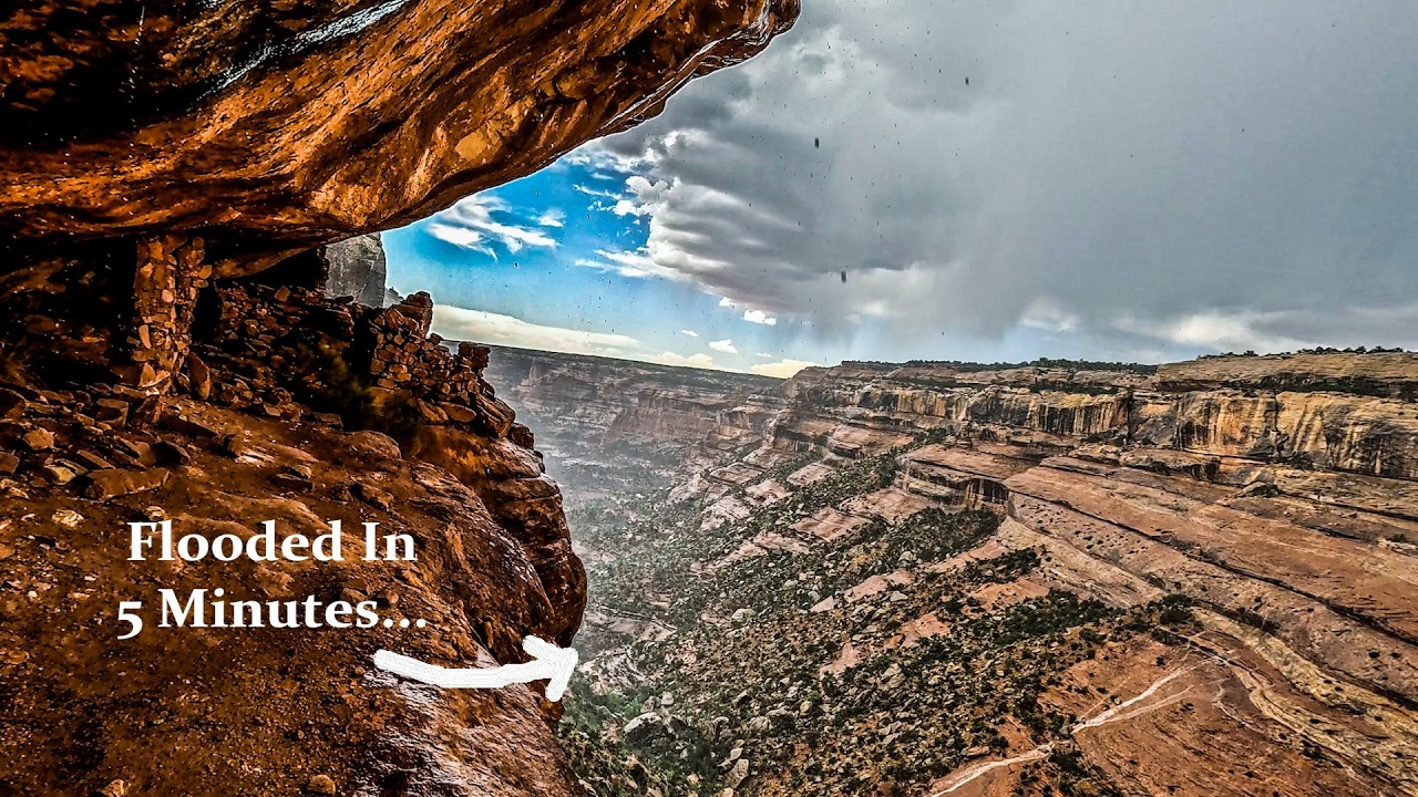 Majestic Flash Flood Forms While Exploring Ancient Cliff Dwellings