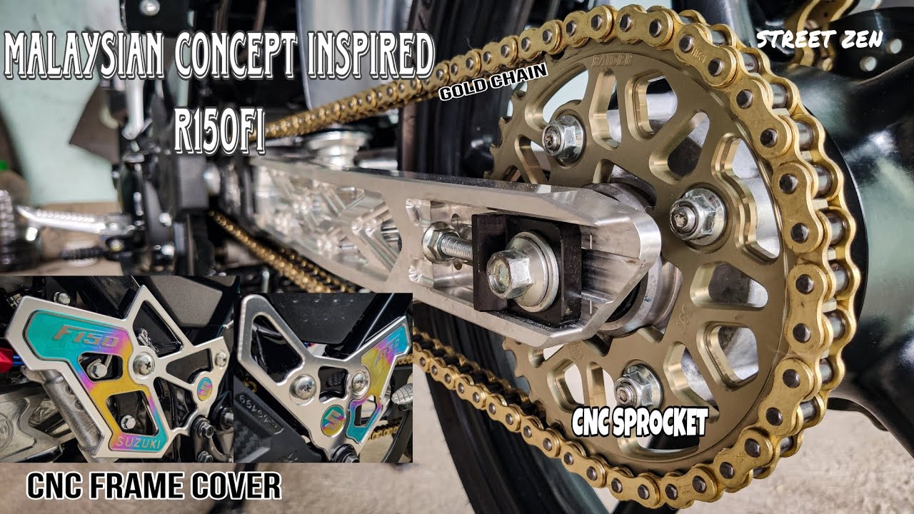 CNC Sprocket, CNC Frame Cover and Gold Chain Installation on R150 Fi