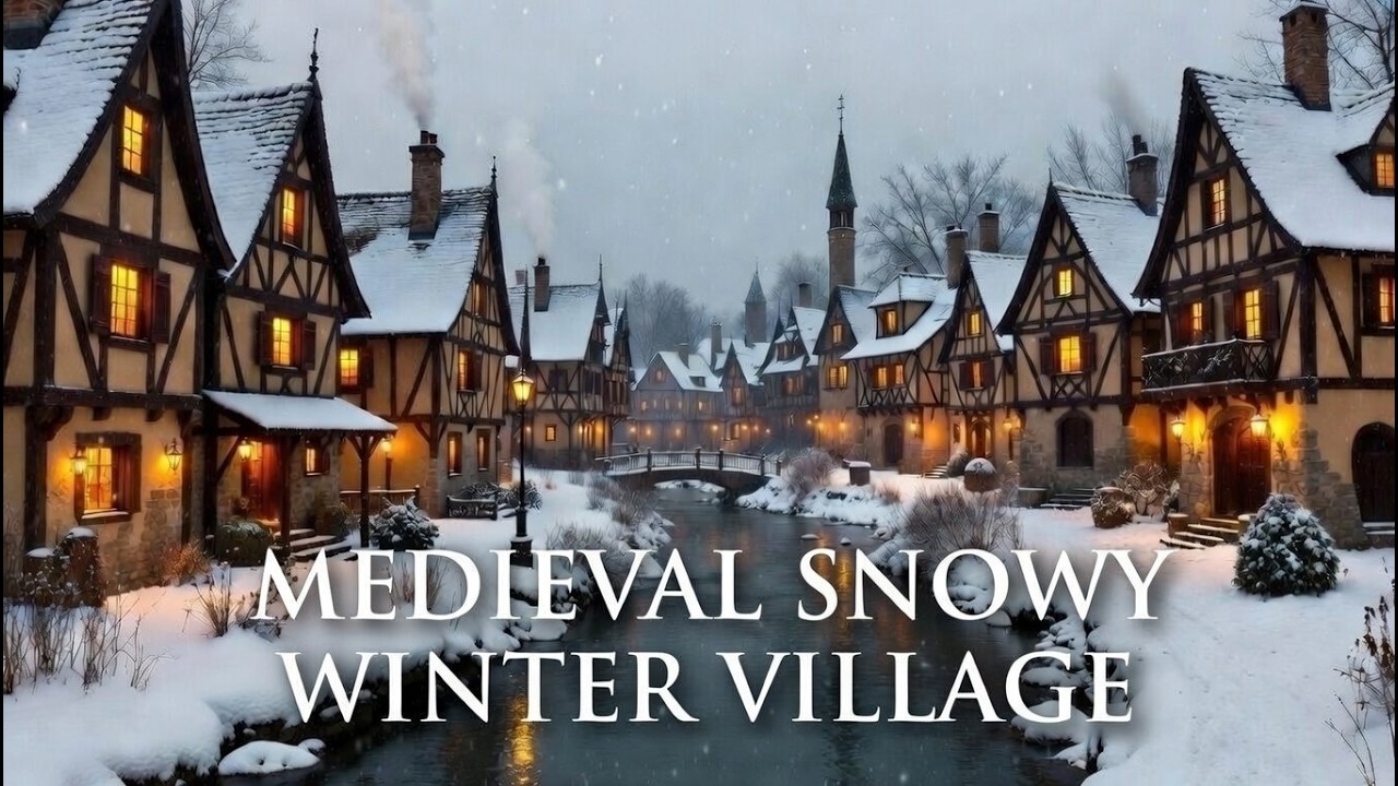 Medieval Snowy Winter Village ❄️ | 10 Hours Cozy Relax & Sleep Ambient