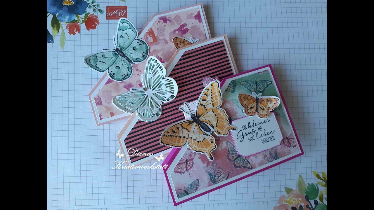 Eckige PopUp Karte Schmetterlinge / Corner PopUp Card Produktvorstellung Butterfly Brilliance