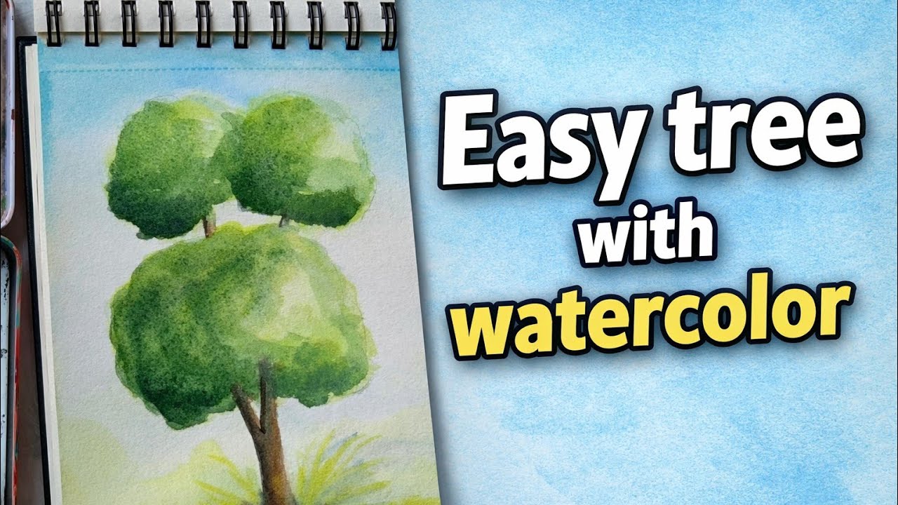 Easy tree painting with watercolor #watercolorpainting#drawing#trending#art#artist#artwork#tree#tips