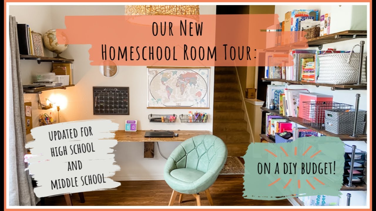 Our New Homeschool Room Tour and Setup: Updated for High School and Middle School - DIY on a budget!