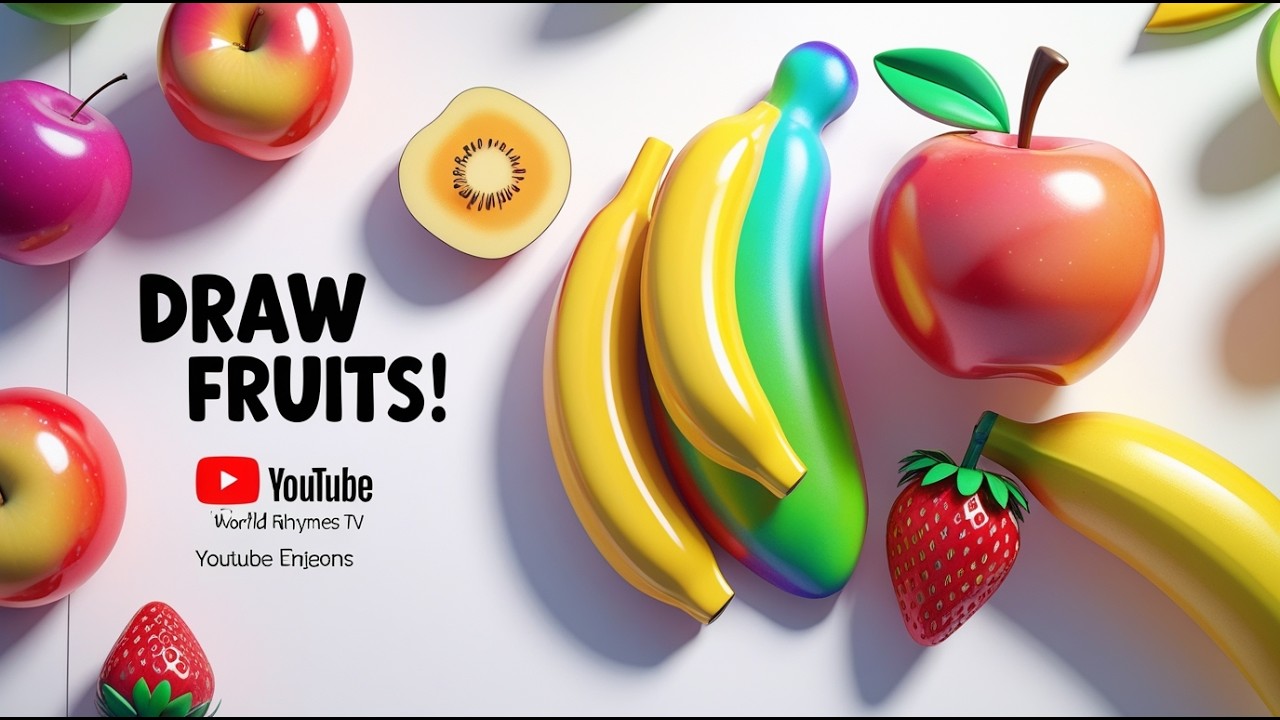 How to Draw Fruits Step by Step 🍎 Easy Kids Drawing! Kids World Rhymes TV #drawing #drawingforkids