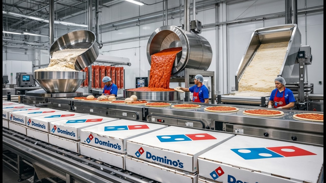Cómo se prepara la pizza de Domino’s en la fábrica y se finaliza en la tienda.