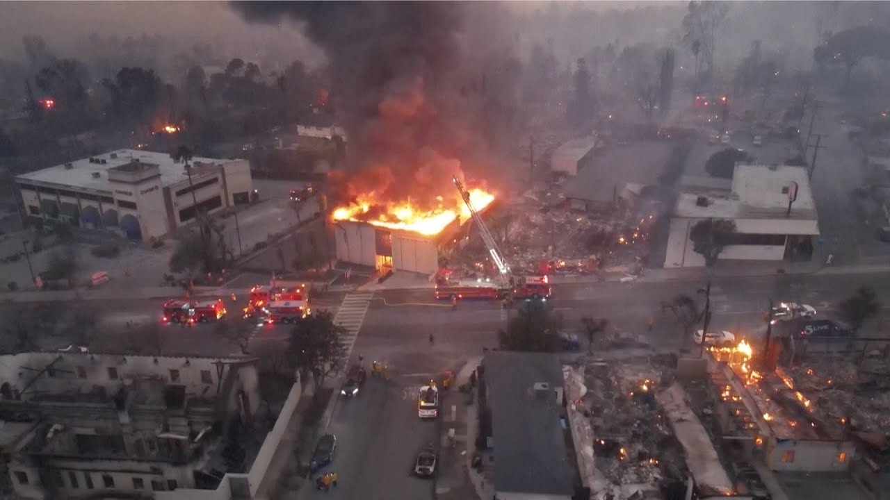Drone video reveals scope of devastation from fire in Altadena, LA
