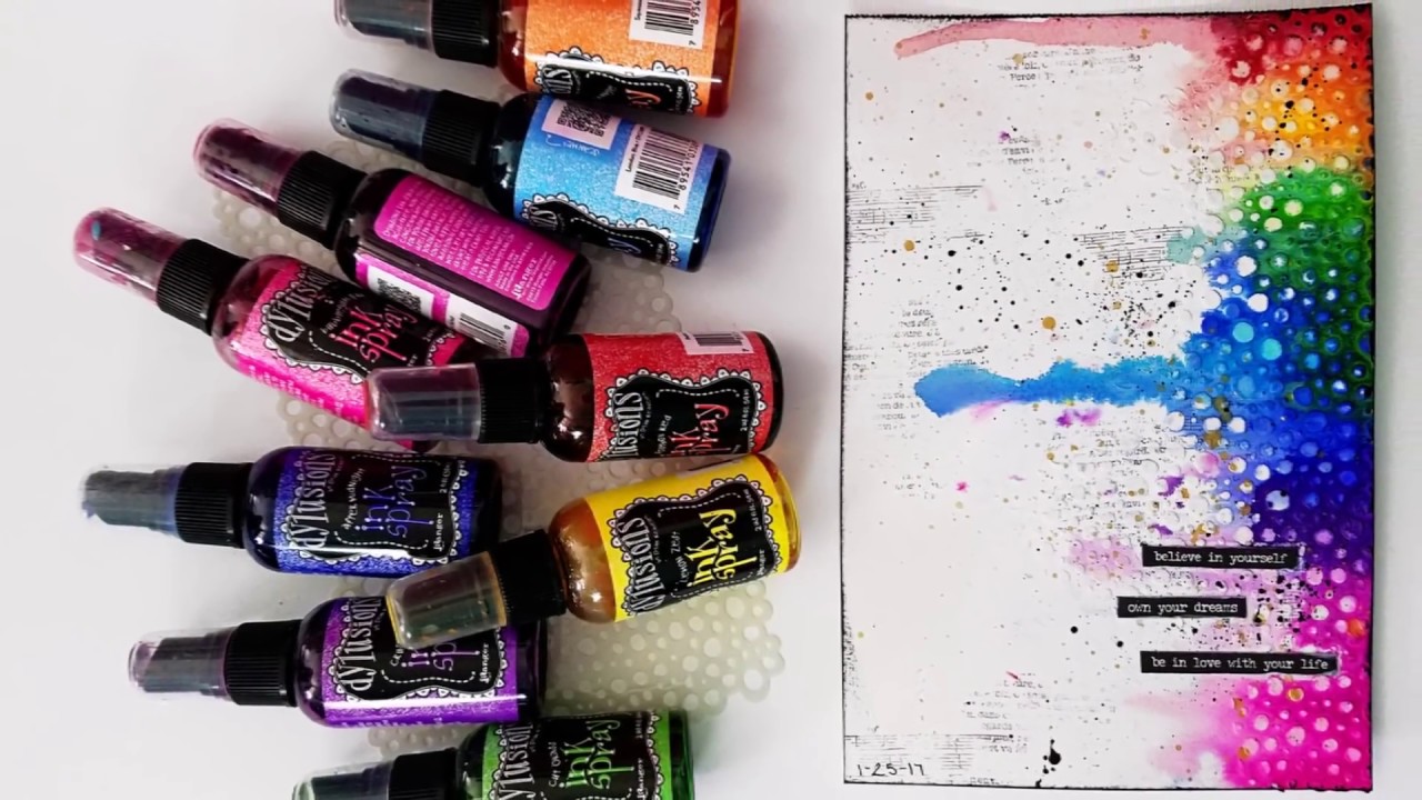 Easy 20 Minute Rainbow Mixed Media Art Journal Page  Dylusions  Ink Sprays + Texture
