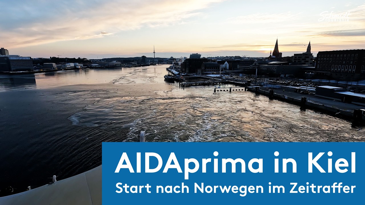 Heckwelle & Sonnenuntergang! AIDAprima GoPro-View beim Ablegen in Kiel!