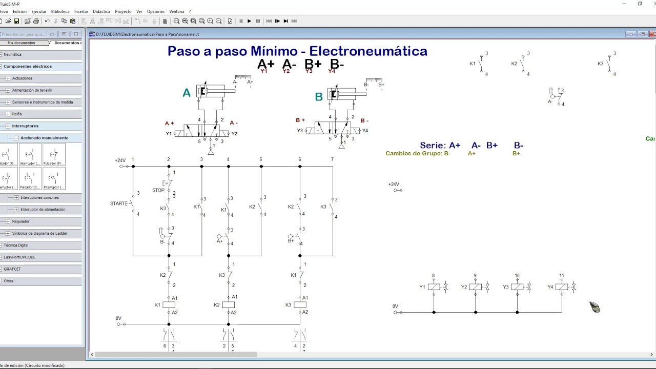 Paso a paso Mínimo A+ A- B+ B- Electroneumática