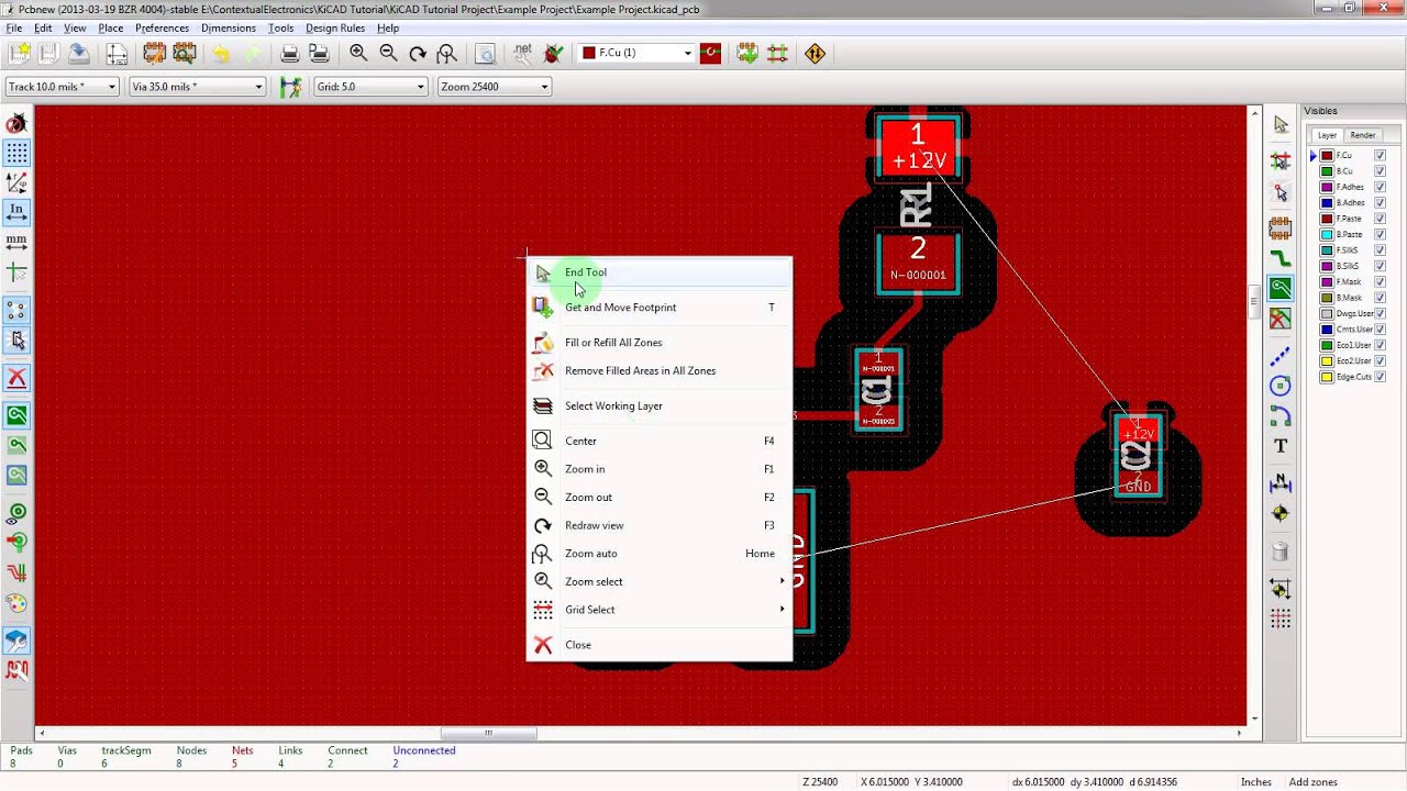 KiCad 3.0 - Creating Power and Ground Planes In KiCad