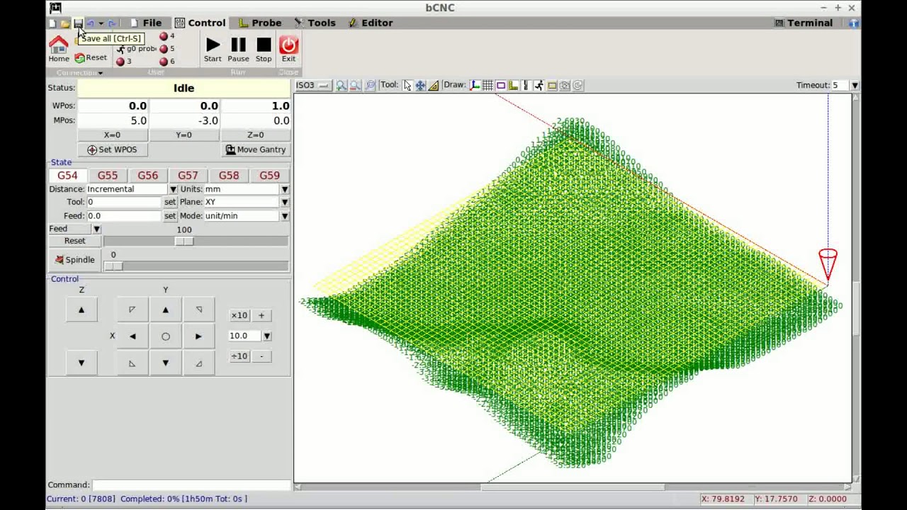 Touch 3d Scan Surface: bCNC + Meshlab