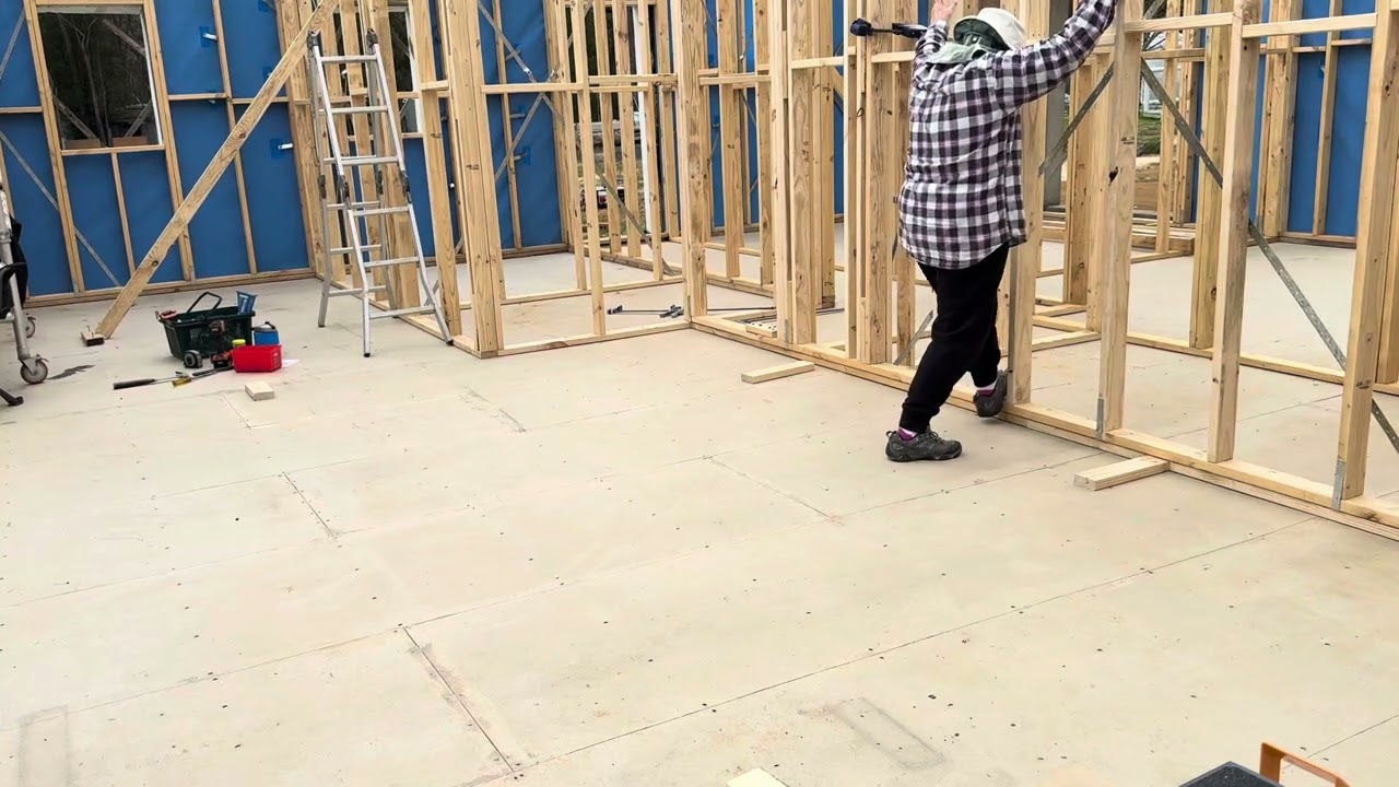 Final stud wall completed and installed 