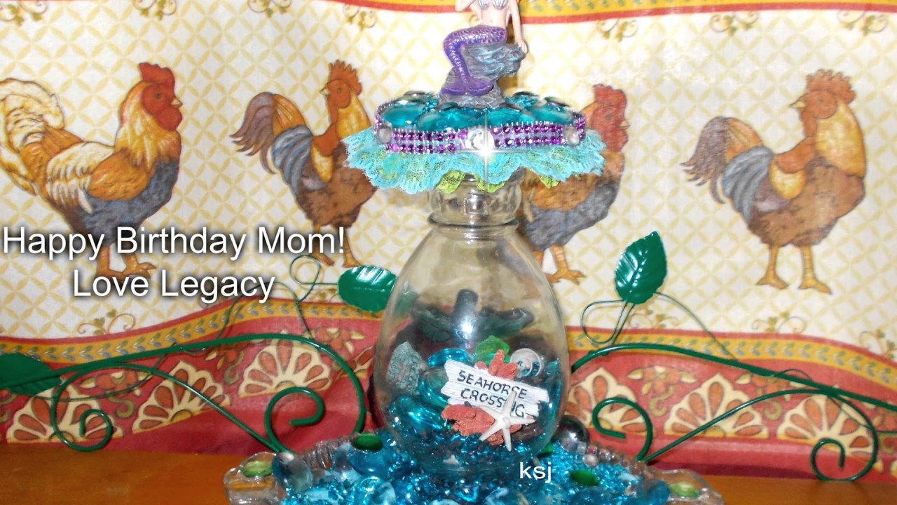DIY Dollar Tree MakeUp Mermaid Brush And Mermaid Tabletop CenterPiece For Ariel
