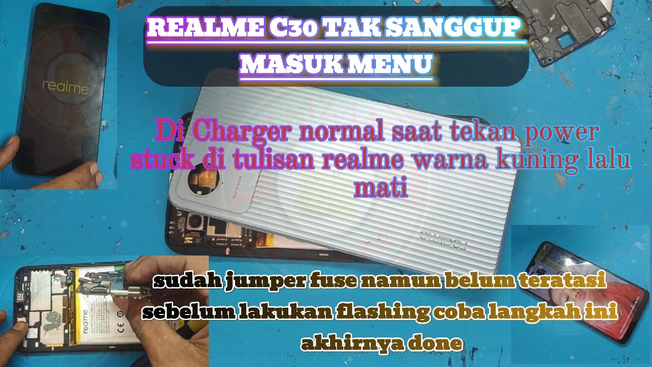 realme c30 tekan power hanya stuck logo realme kuning. sebelum flashing coba trik ini done