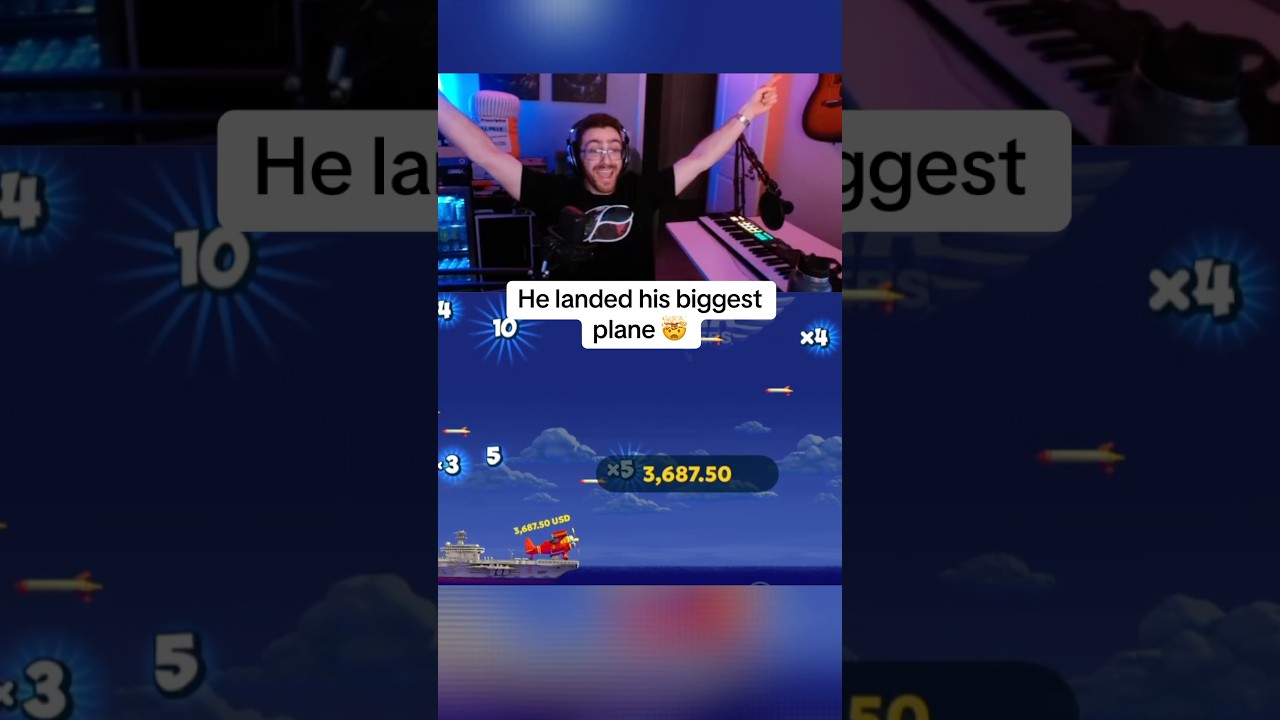 He landed his biggest plane 🤯 #plane #foryou #fyp #gambling #gamble #bigwin #win #big