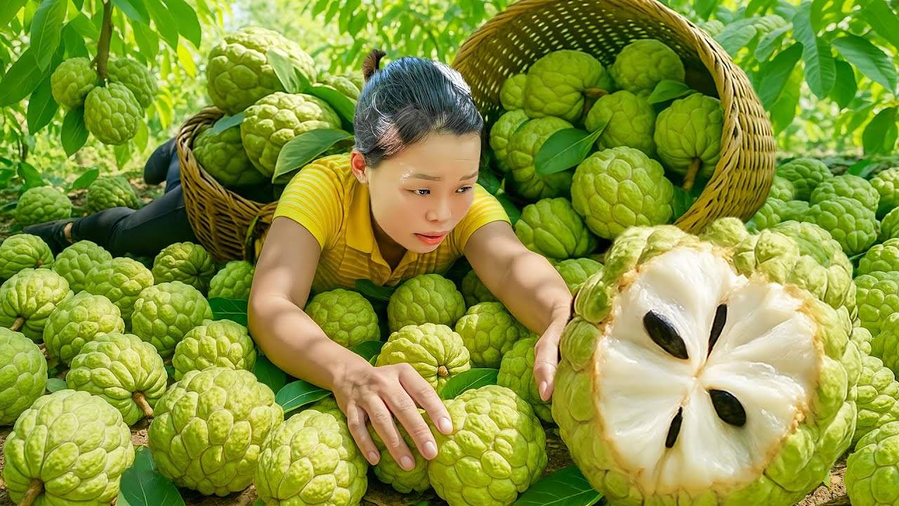 Harvest Sweet Custard Apple and Lemon to sell at the market with Huong
