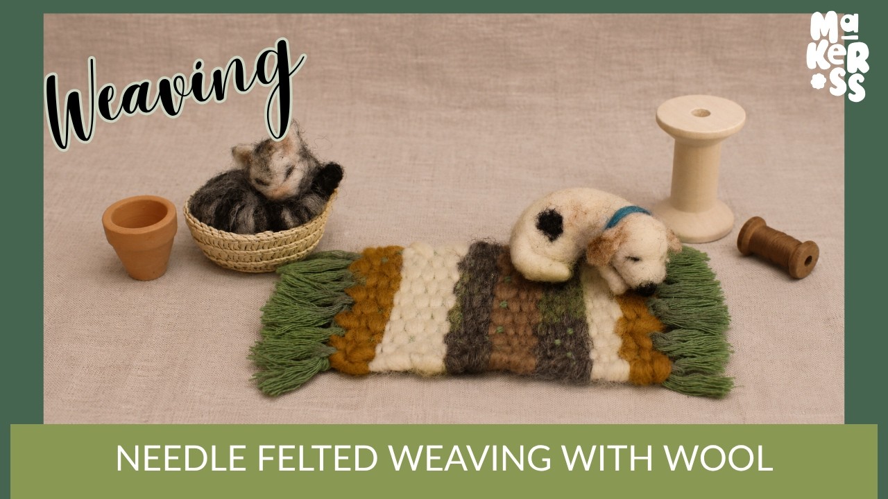 Weaving with felting wool - cardboard loom