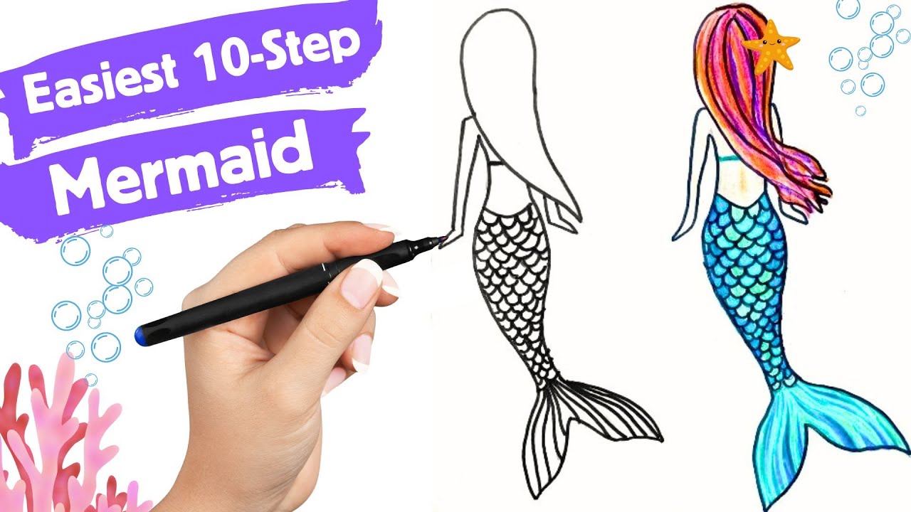 Как нарисовать русалку 🧜‍♀️ Простой рисунок, когда скучно