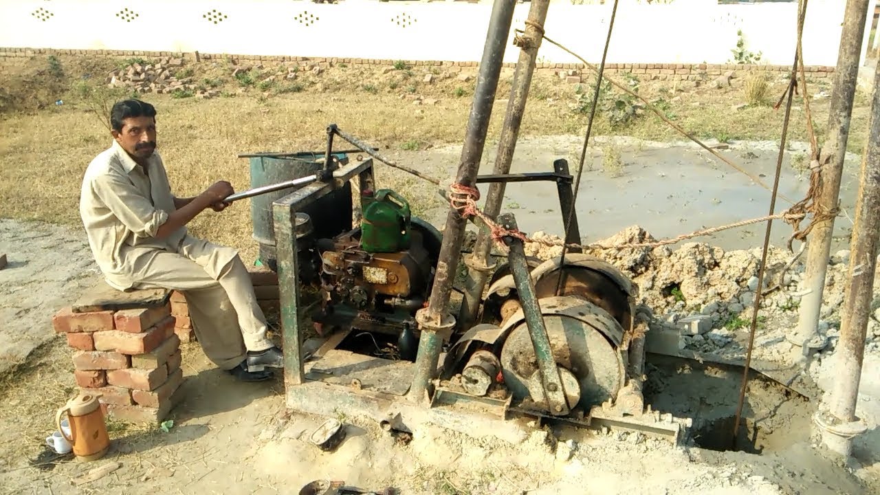 water boring machine working in pakistan village