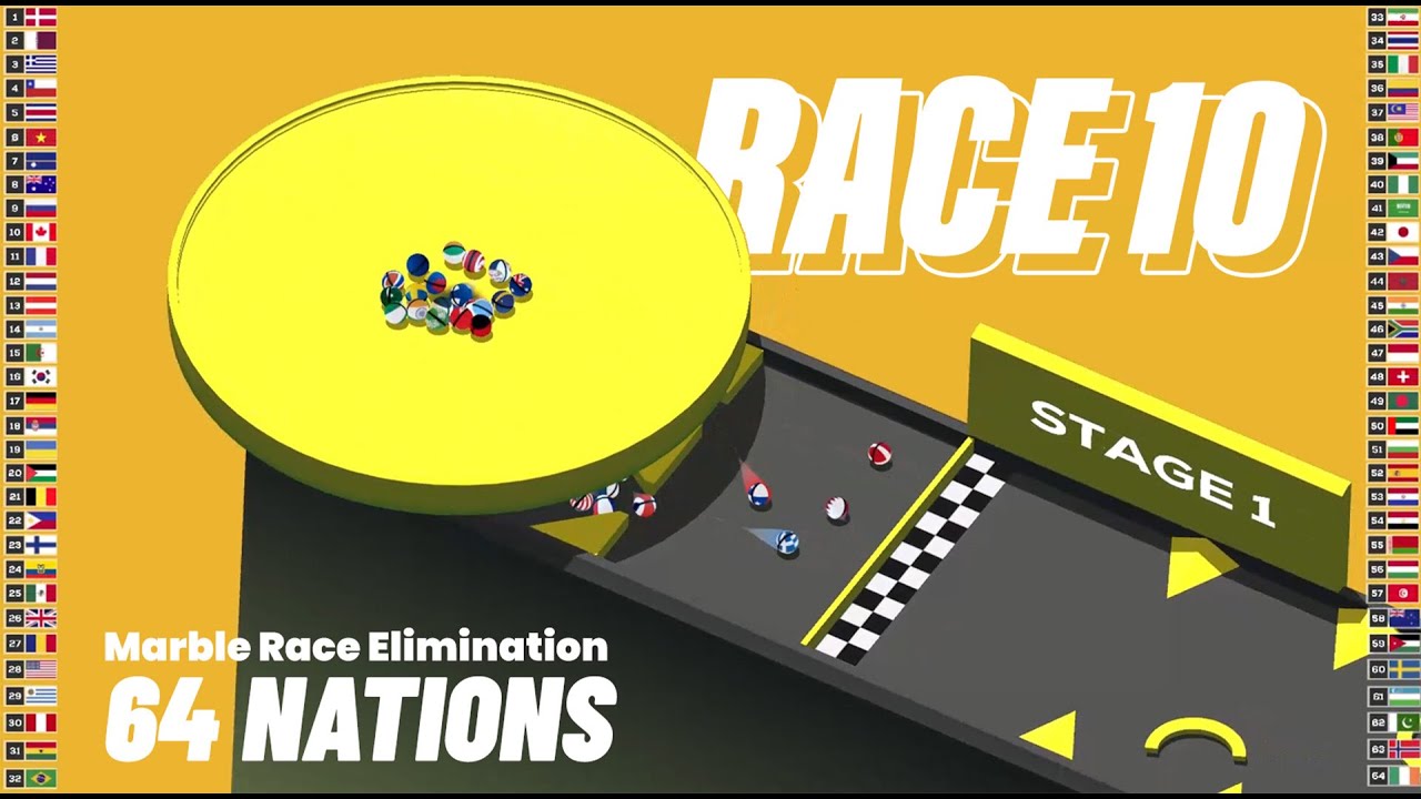 Marble Race Countries Elimination - 64 Countries Race 10 of 10